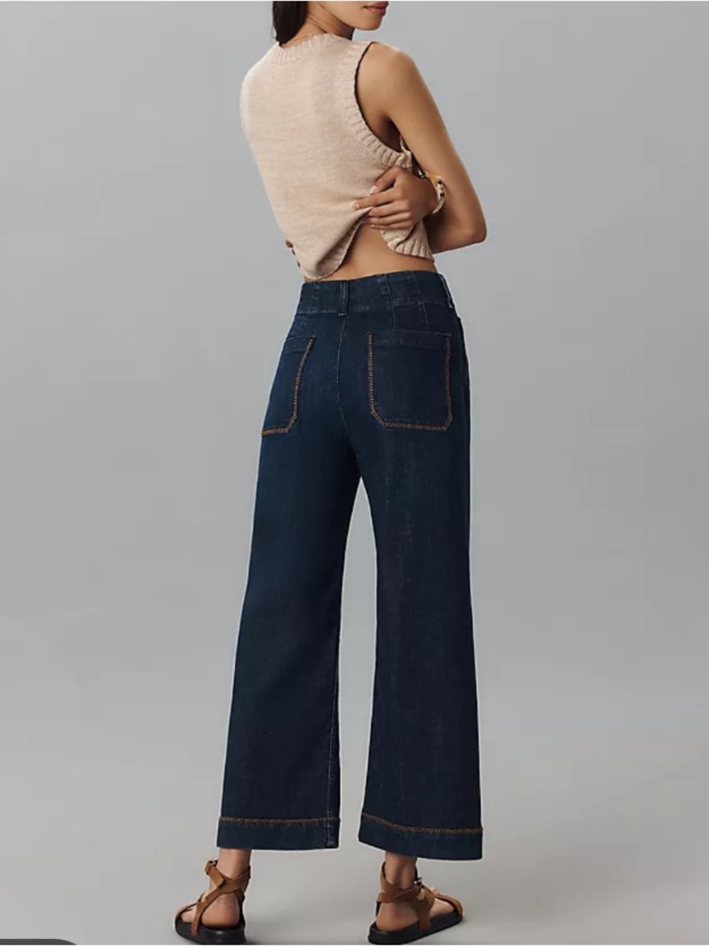 Maeve Colette Whipstitch High-Rise Wide-Leg Cropped Jeans - Picture 3 of 11